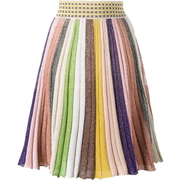 missoni glittery multicolor stripe midi skirt 48 XL a line flowy colorful fun - Picture 1 of 15